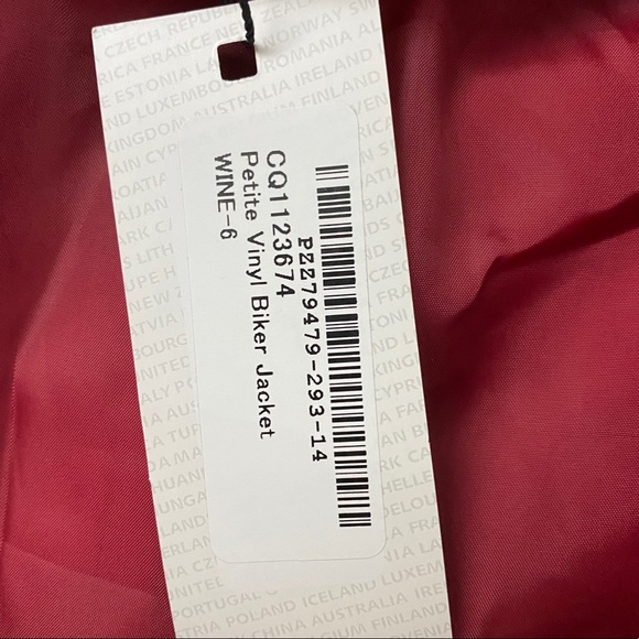 Petite Vinyl Biker Jacket / Wine Color - Picture 7 of 7